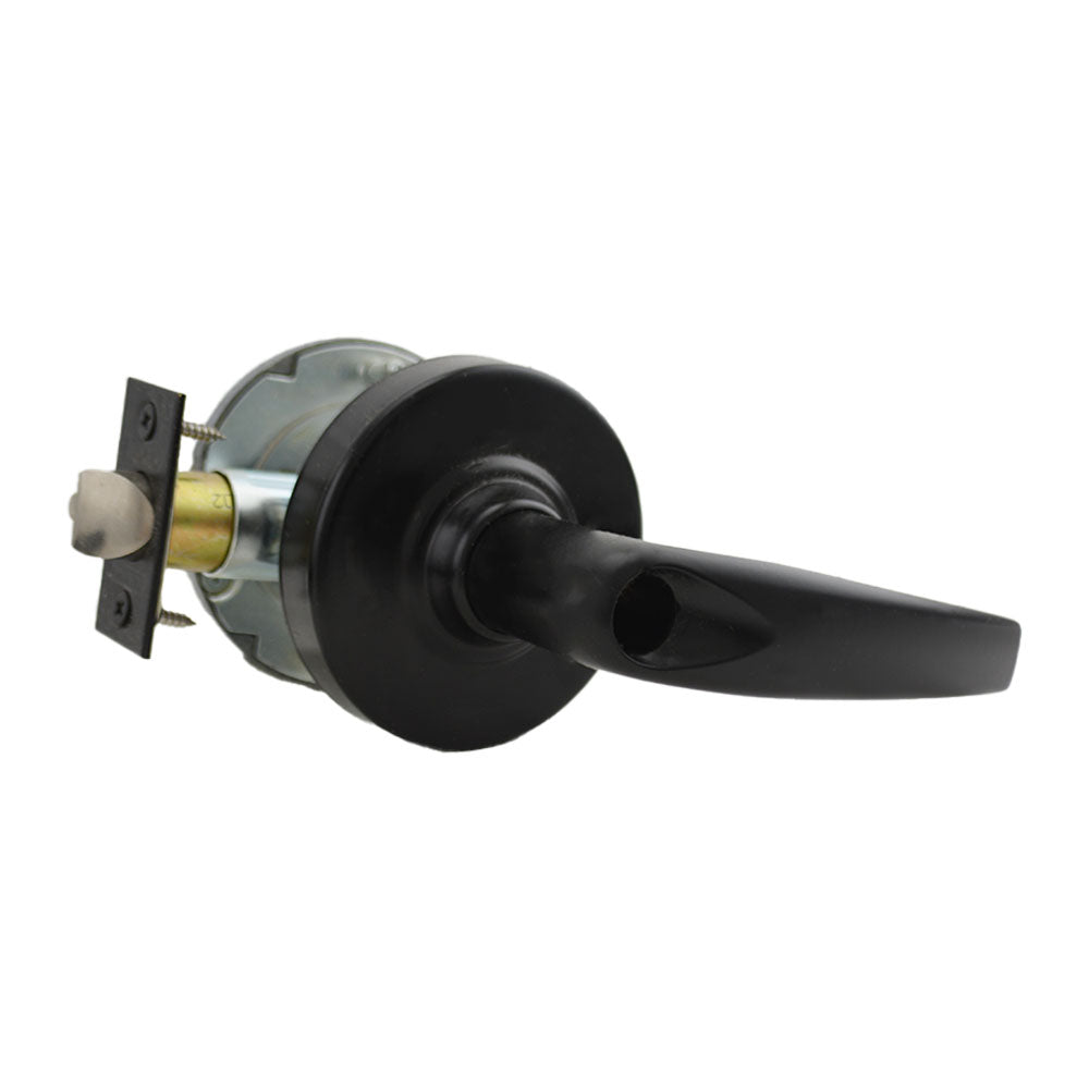 Schlage Commercial ALX80LATH622 ALX Series Grade 2 Storeroom Athens Lever Lock Less Cylinder with 47267042 2-3/4" Deadlatch and 47267101 ANSI Strike Matte Black Finish Sparrow Supply