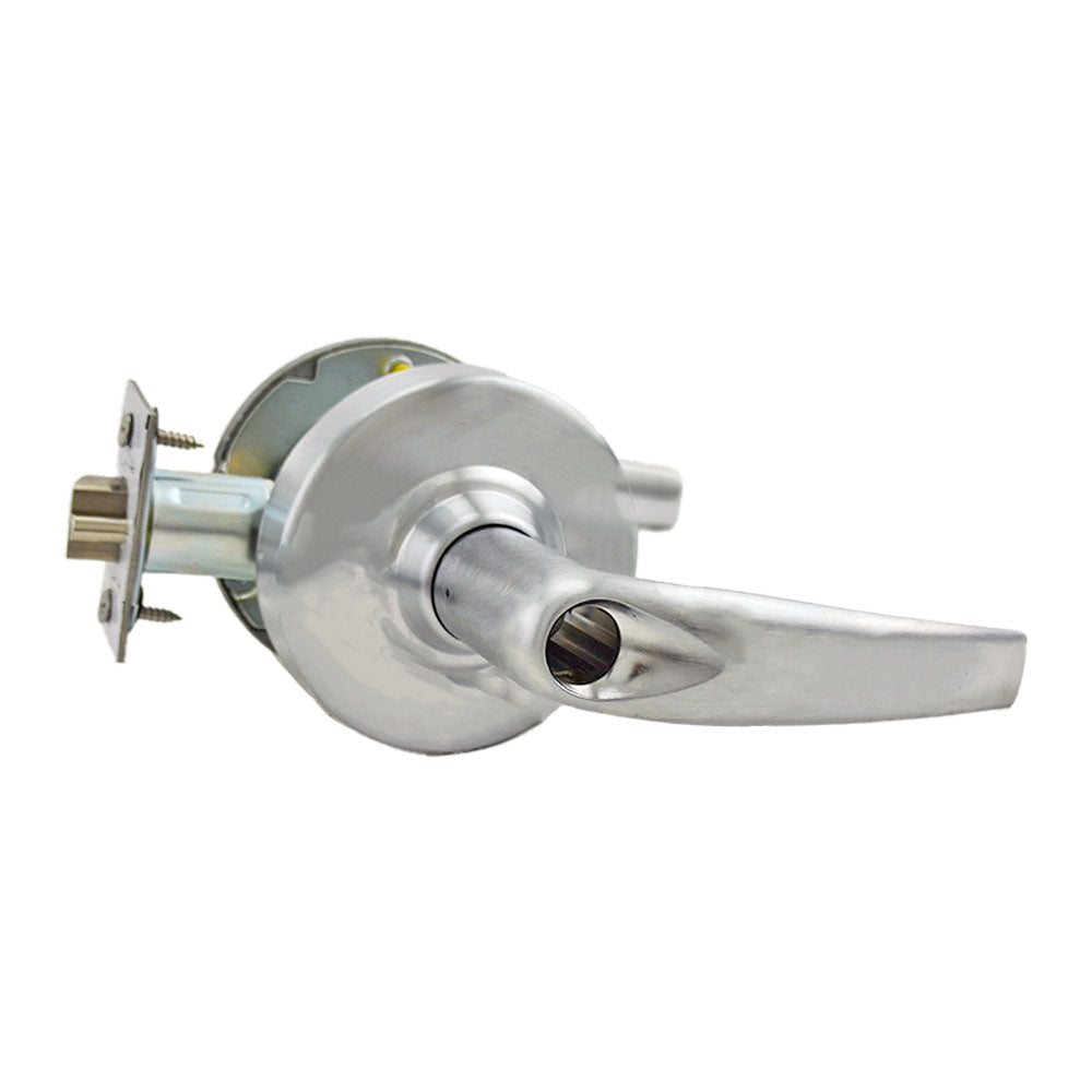 Schlage Commercial ALX80LATH626 ALX Series Grade 2 Storeroom Athens Lever Lock Less Cylinder with 47267042 2-3/4" Deadlatch and 47267101 ANSI Strike Satin Chrome Finish Sparrow Supply