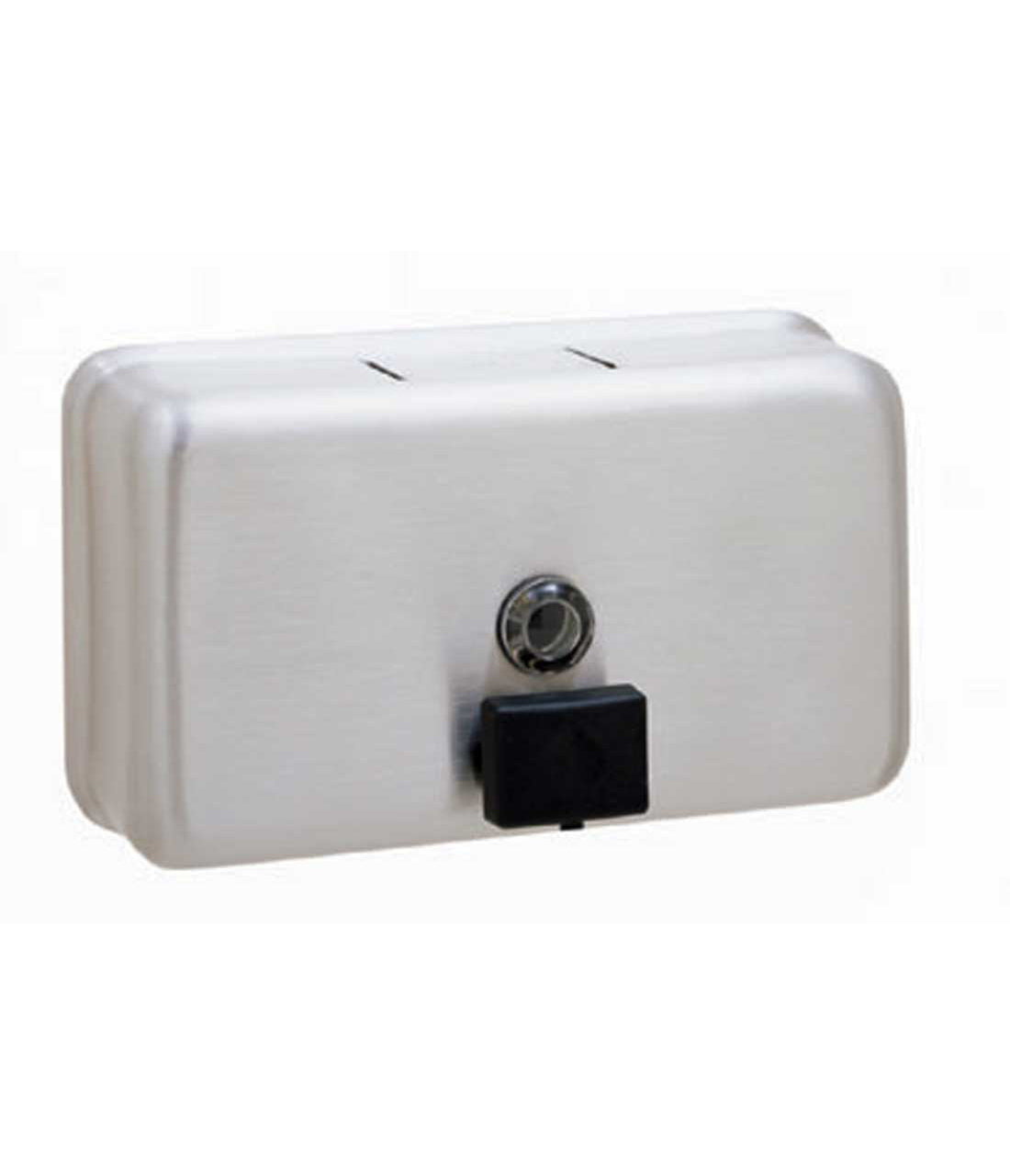 Bobrick B2112 40 Ounce Tank Surface Mounted Soap Dispenser Satin Stainless Steel Finish Sparrow Supply