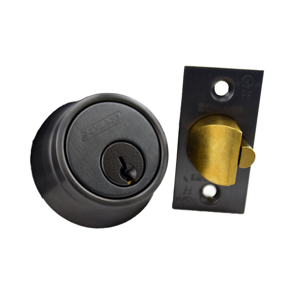 Schlage Commercial B250P613 Single Cylinder 6 Pin Deadlatch Deadbolt C Keyway with 12103 Latch 10001 Strike Oil Rubbed Bronze Finish Sparrow Supply