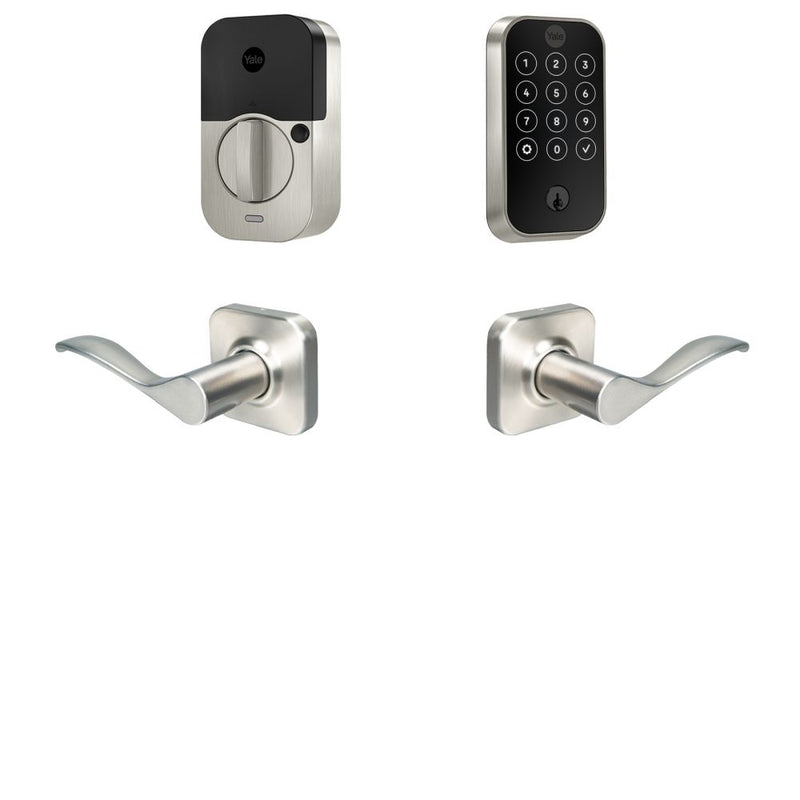 Yale BYRD420WF1NW619 Yale Assure Lock 2 Bundle with Touchscreen Wi Fi Deadbolt, Norwood Lever Passage, and DoorSense US15 (619) Satin Nickel Finish Sparrow Supply