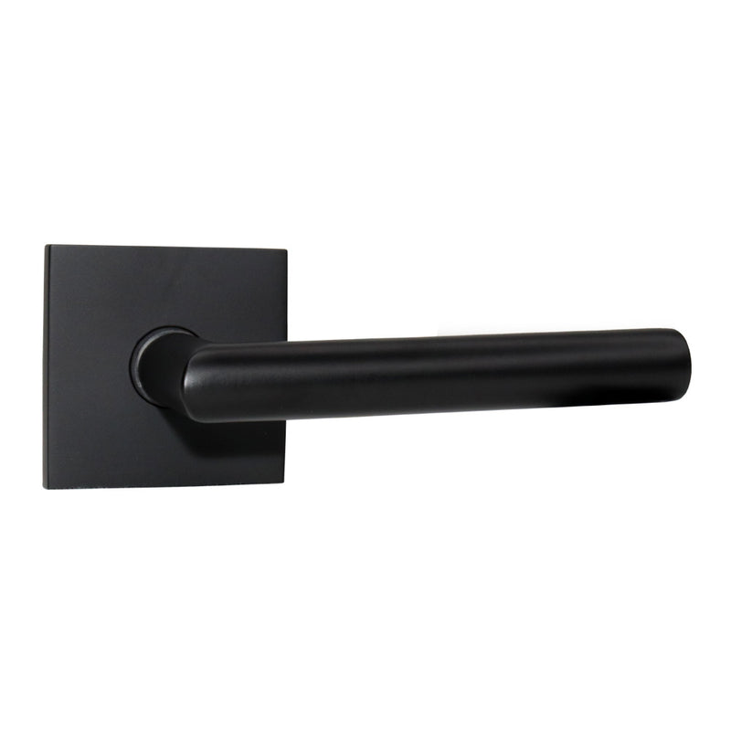 Emtek C5110STUUS19 Stuttgart Lever 2-3/8" Backset Passage with Square Rose with CF Mechanism for 1-3/8" to 1-3/4" Door Flat Black Finish Sparrow Supply