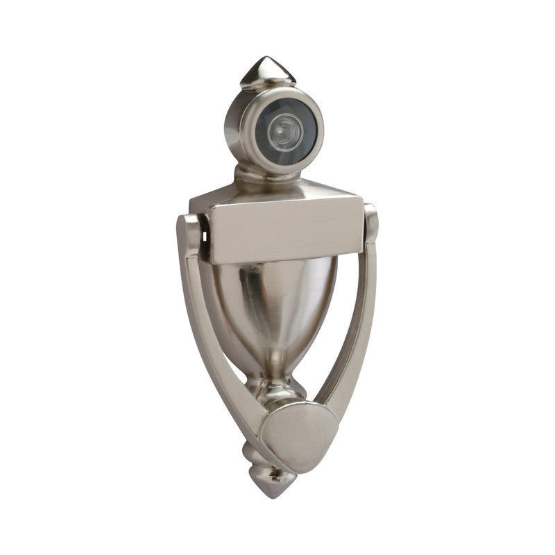Pamex DD01K180ULSN 5-1/2" High Door Knocker with UL 180 Degree Viewer Satin Nickel Finish Sparrow Supply