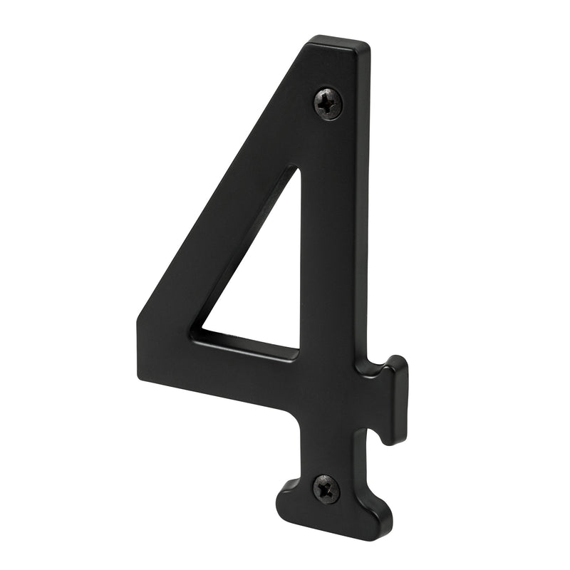 Pamex DD074S4BL 4" Heavy Duty House Number # 4 Matte Black Finish Sparrow Supply