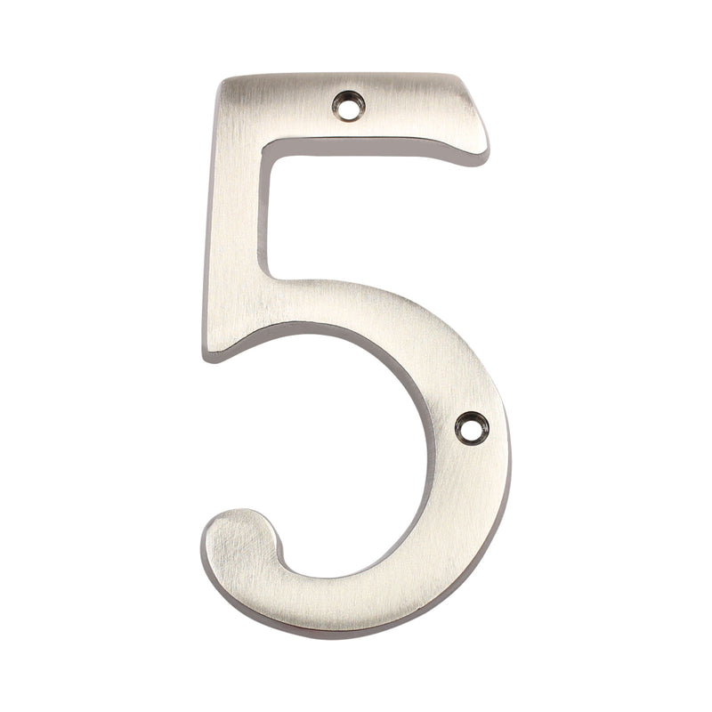Pamex DD074S5SN 4" Heavy Duty House Number # 5 Satin Nickel Finish Sparrow Supply