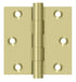 Deltana DSB33-UNL 3" x 3" Square Hinge; Unlacquered Bright Brass Finish Sparrow Supply