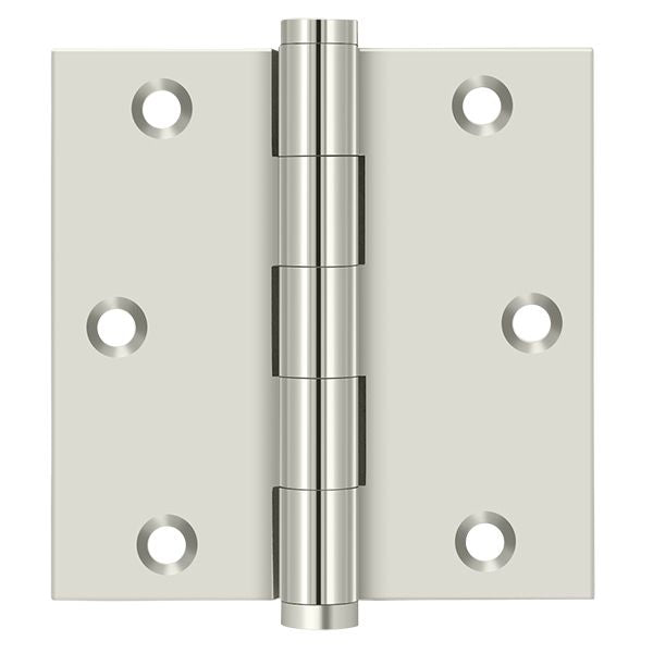Deltana DSB3514 3-1/2" x 3-1/2" Square Hinge; Bright Nickel Finish Sparrow Supply
