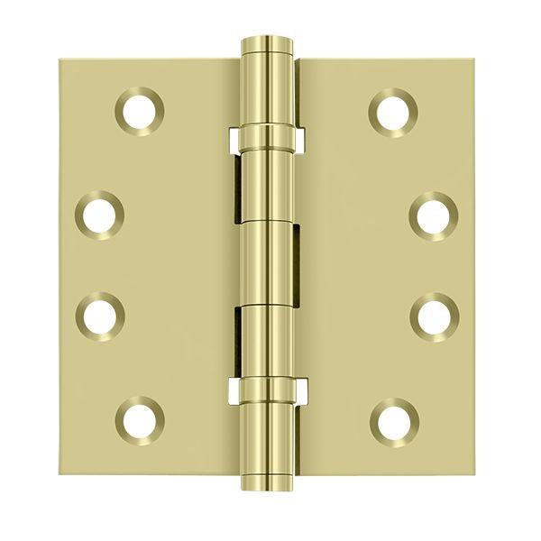 Deltana DSB4B3-UNL 4" x 4" Square Hinge; Ball Bearings; Unlacquered Bright Brass Finish Sparrow Supply