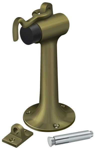 Deltana DSF630U5 Floor Mount, 6" Bumper with Hook and Eye, Heavy Duty, Antique Brass Finish