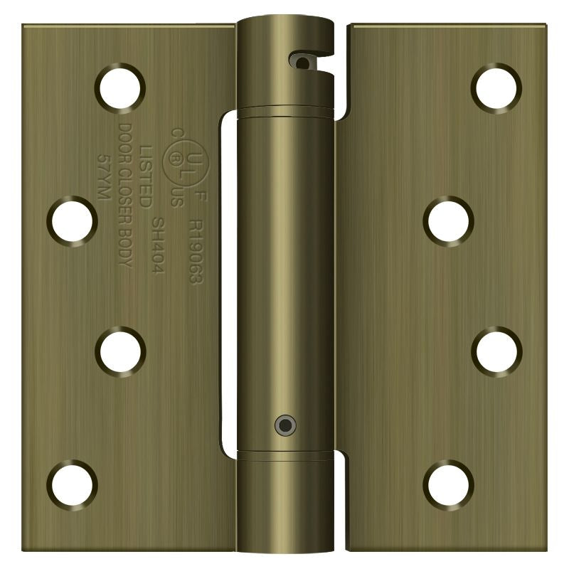 Deltana DSH44U5 Spring Hinges - Antique Brass Sparrow Supply