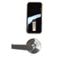 Dormakaba MN002ETCBTCB0100L Saffire Electronic LX-I Interconnect RFID Lockset; 3 Hour Fire Rating; Troy Lever; Bluetooth (BLE); ELO; LH or RHR; 4" Center to Center; 2-3/4" Square Corner Backset; T Strike; Satin Chrome with Black Facia Finish Sparrow Supply