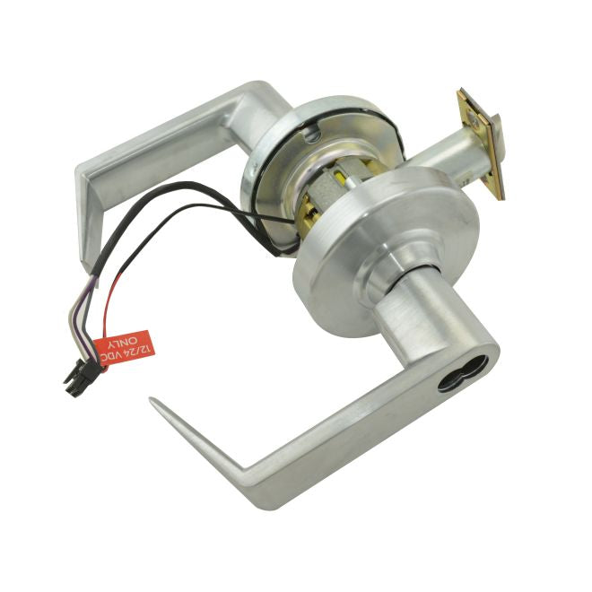 Schlage Commercial ND80BELEURHO626RX ND Series Storeroom Electrically Locked or Unlocked with RX Switch Small Format Less Core Rhodes with 13-247 Latch 10-025 Strike Satin Chrome Finish Sparrow Supply