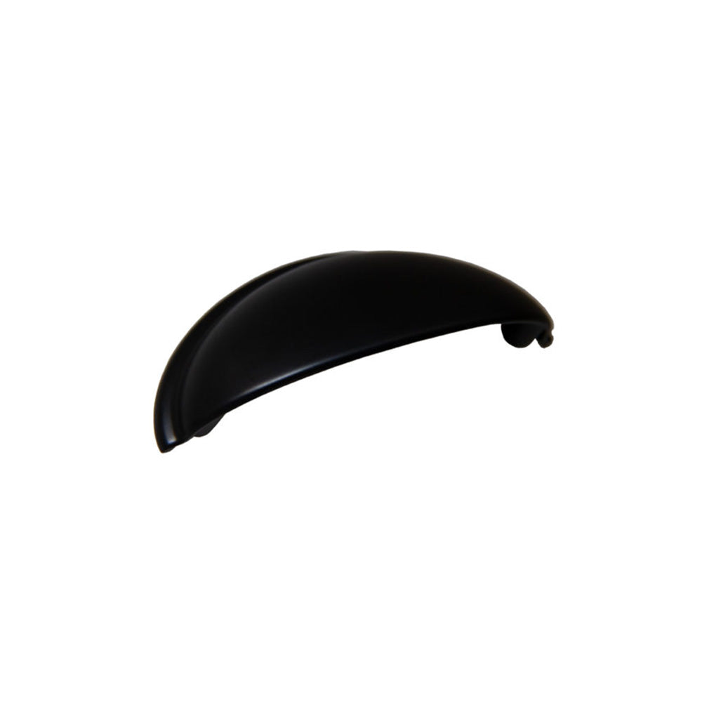 Pride Industrial P82981BK 3-1/2" Cup Cabinet Pull with 3" Center to Center Matte Black Finish Sparrow Supply