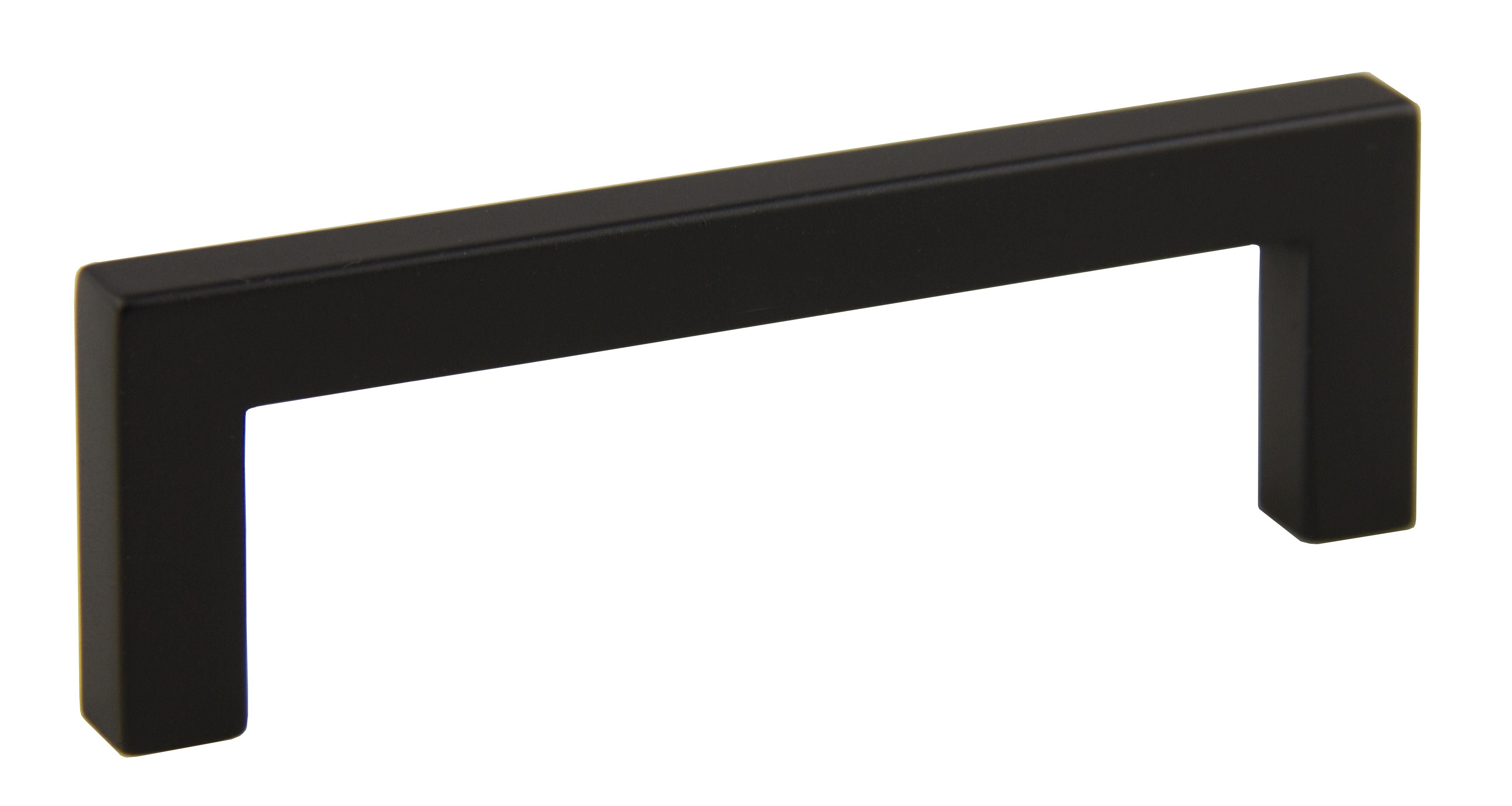 Pride Industrial P87226BK 4-1/4" Modern Square Cabinet Pull with 3-3/4" Center to Center Matte Black Finish Sparrow Supply