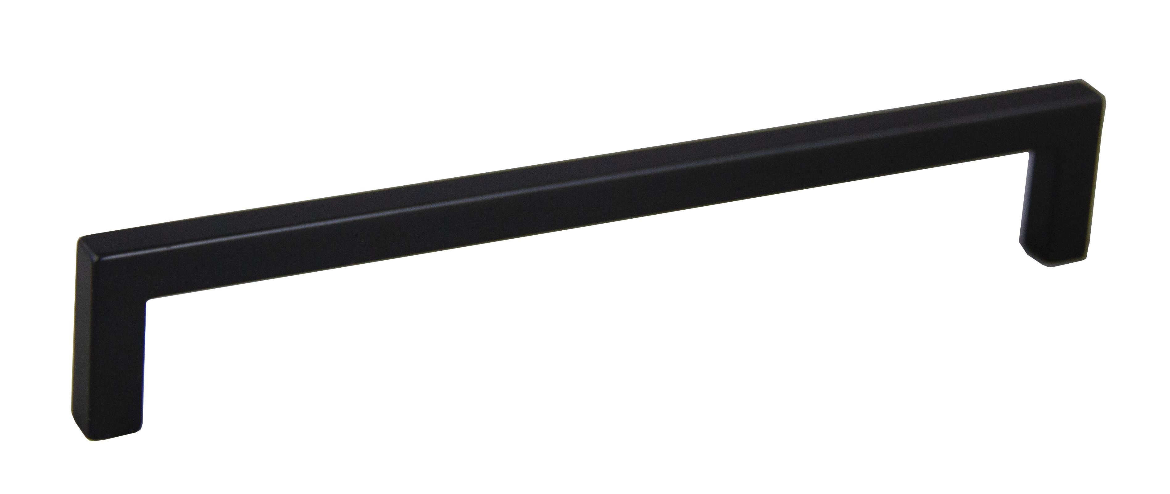 Pride Industrial P87229BK 8" Modern Square Cabinet Pull with 7-1/2" Center to Center Matte Black Finish Sparrow Supply