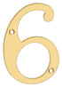 Deltana RN4-6 4" Numbers; Solid Brass; Lifetime Brass Finish
