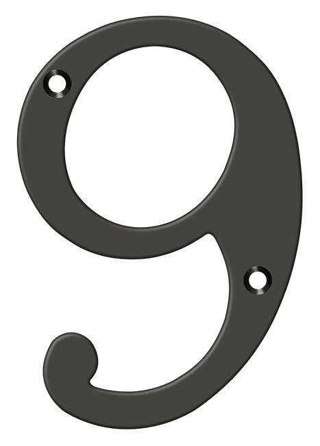 Deltana RN4-9U10B 4" Numbers; Solid Brass; Oil Rubbed Bronze Finish