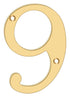 Deltana RN4-9 4" Numbers; Solid Brass; Lifetime Brass Finish