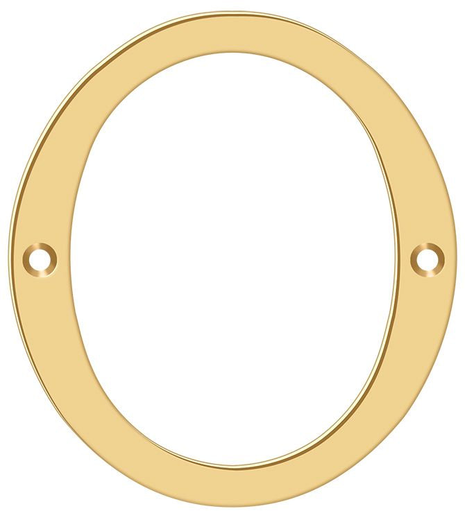 Deltana RN6-0 6" Numbers; Solid Brass; Lifetime Brass Finish