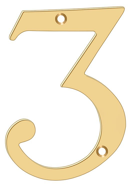 Deltana RN6-3 6" Numbers; Solid Brass; Lifetime Brass Finish Sparrow Supply