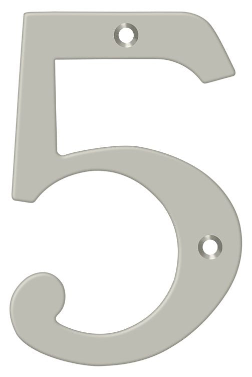 Deltana RN6-5U15 6" Numbers; Solid Brass; Satin Nickel Finish Sparrow Supply