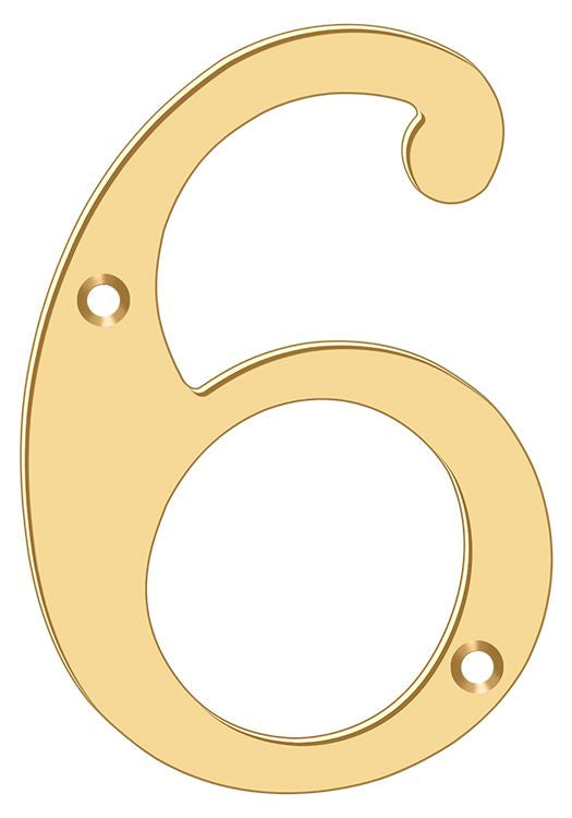 Deltana RN6-6 6" Numbers; Solid Brass; Lifetime Brass Finish Sparrow Supply