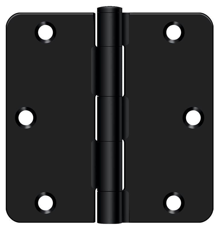Deltana S35R41B 3-1/2" x 3-1/2" x 1/4" Radius Hinge; Residential Thickness; Flat Black Finish Sparrow Supply