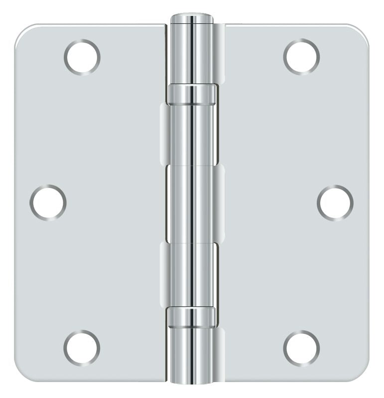 Deltana S35R4BB26 3-1/2" x 3-1/2" x 1/4" Radius Hinge; Ball Bearing; Bright Chrome Finish Sparrow Supply