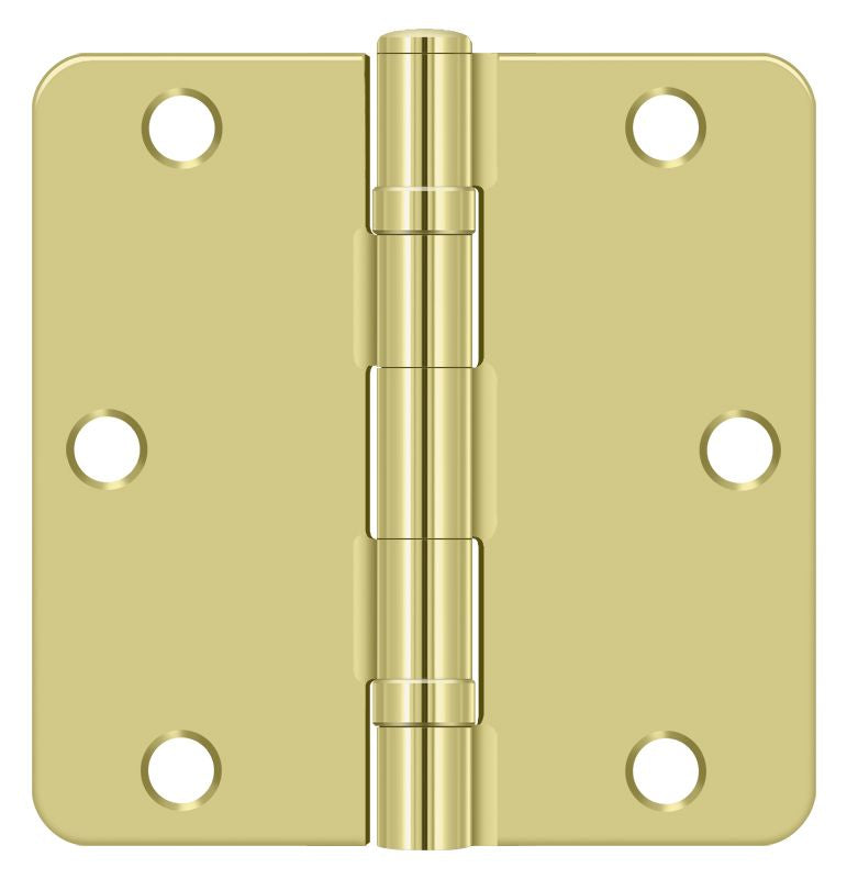 Deltana S35R4BB3 3-1/2" x 3-1/2" x 1/4" Radius Hinge; Ball Bearing; Bright Brass Finish Sparrow Supply