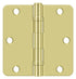 Deltana S35R4BB3 3-1/2" x 3-1/2" x 1/4" Radius Hinge; Ball Bearing; Bright Brass Finish Sparrow Supply