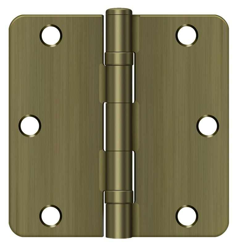 Deltana S35R4BB5 3-1/2" x 3-1/2" x 1/4" Radius Hinge; Ball Bearing; Antique Brass Finish Sparrow Supply