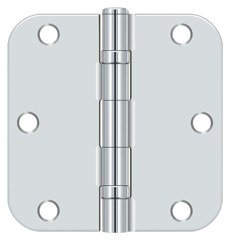 Deltana S35R5BB26 3-1/2" x 3-1/2" x 5/8" Radius Hinge; Ball Bearing; Bright Chrome Finish Sparrow Supply