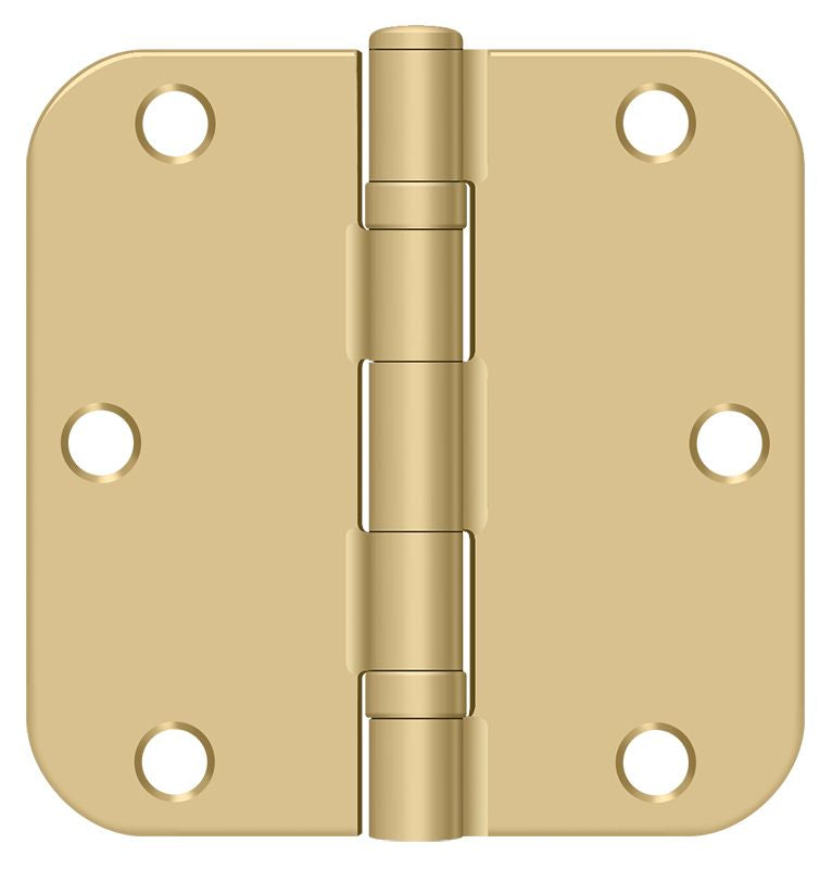 Deltana S35R5BB4 3-1/2" x 3-1/2" x 5/8" Radius Hinge; Ball Bearing; Satin Brass Finish Sparrow Supply