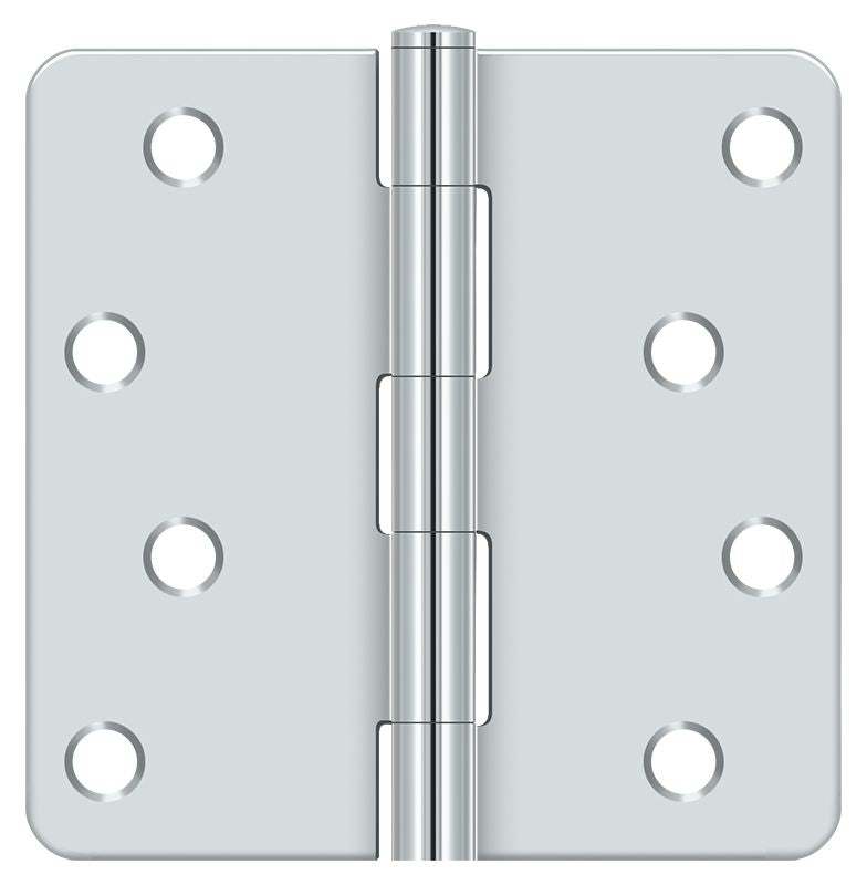 Deltana S44R426 4" x 4" x 1/4" Radius Hinge; Bright Chrome Finish Sparrow Supply