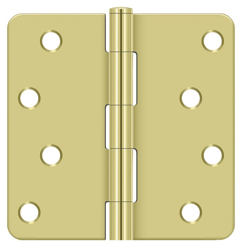 Deltana S44R43 4" x 4" x 1/4" Radius Hinge; Bright Brass Finish Sparrow Supply
