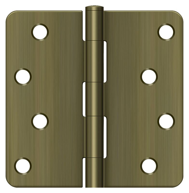 Deltana S44R45 4" x 4" x 1/4" Radius Hinge; Antique Brass Finish Sparrow Supply