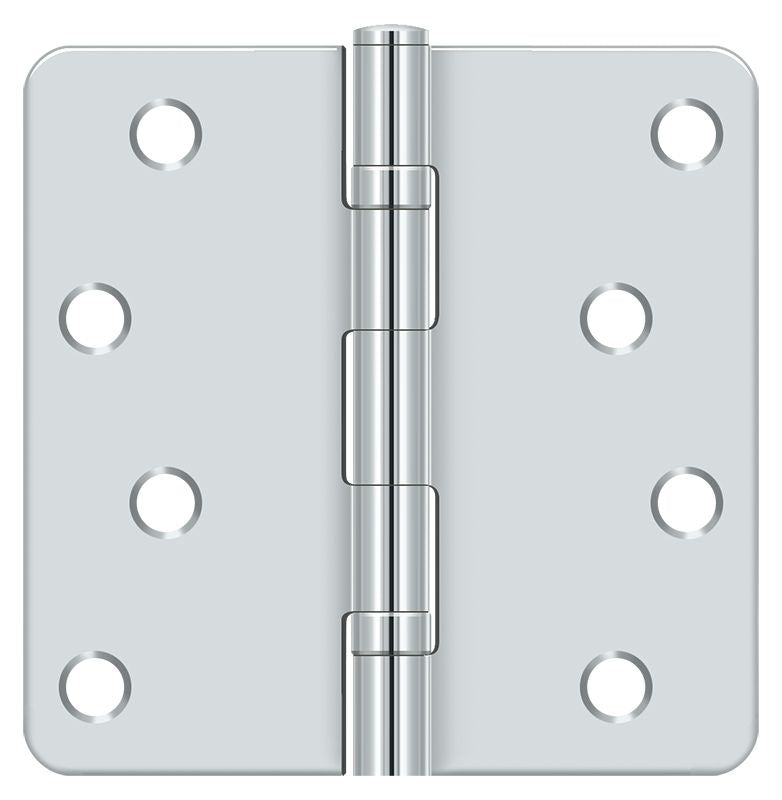 Deltana S44R4BB26 4" x 4" x 1/4" Radius Hinge; Ball Bearings; Bright Chrome Finish Sparrow Supply