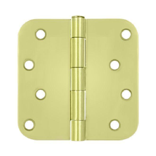 Deltana S44R53 4" x 4" x 5/8" Radius Hinge; Bright Brass Finish Sparrow Supply