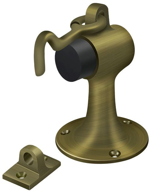 Deltana SAHF358U5 Floor Mount Bumper with Holder; Antique Brass Finish Sparrow Supply