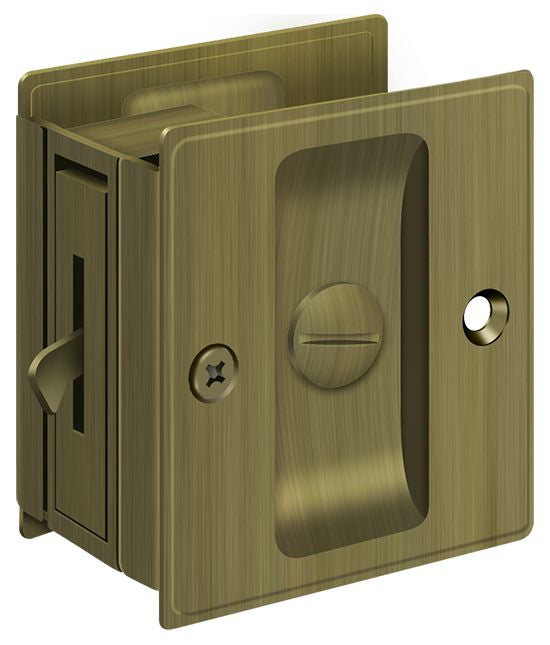 Deltana SDL25U5 Pocket Door Locks - Antique Brass Sparrow Supply