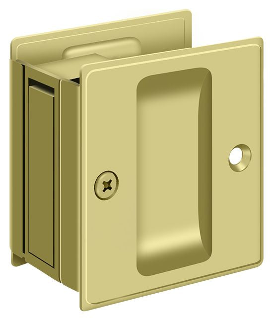 Deltana SDP25U3 Pocket Lock; 2-1/2" x 2-3/4" Passage; Bright Brass Finish Sparrow Supply