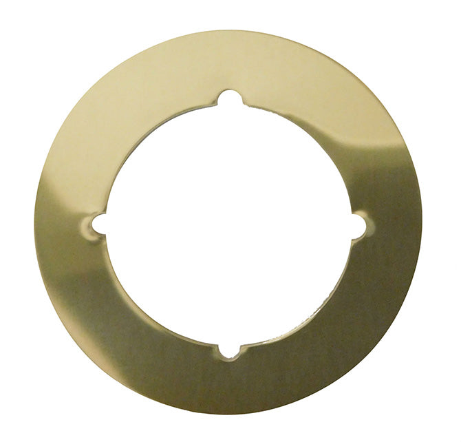Don-Jo SP1353 3-1/2" Scar Plate with 2-1/8" Hole and Through Bolt Knotches Bright Brass Finish Sparrow Supply