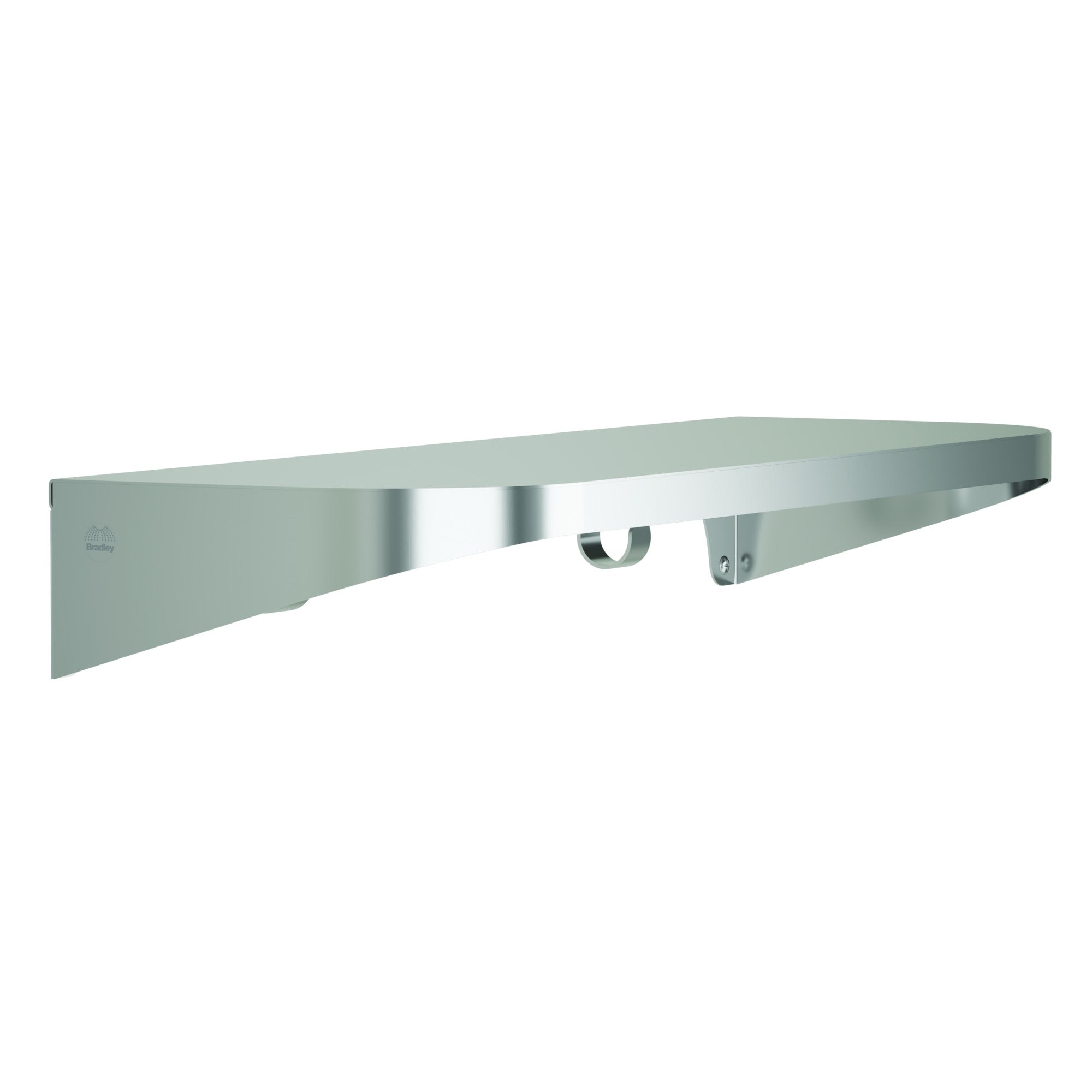 Bradley 7B2-0082496 Shelf, Stainless Satin, 20 Gauge-w/Hooks, 8 X