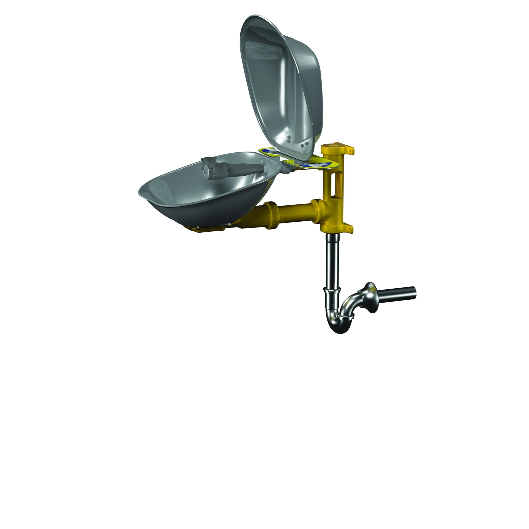 Bradley S19224DCPT Wall-Mounted Eyewash, SS Bowl & Covr, P-Trap Sparrow Supply