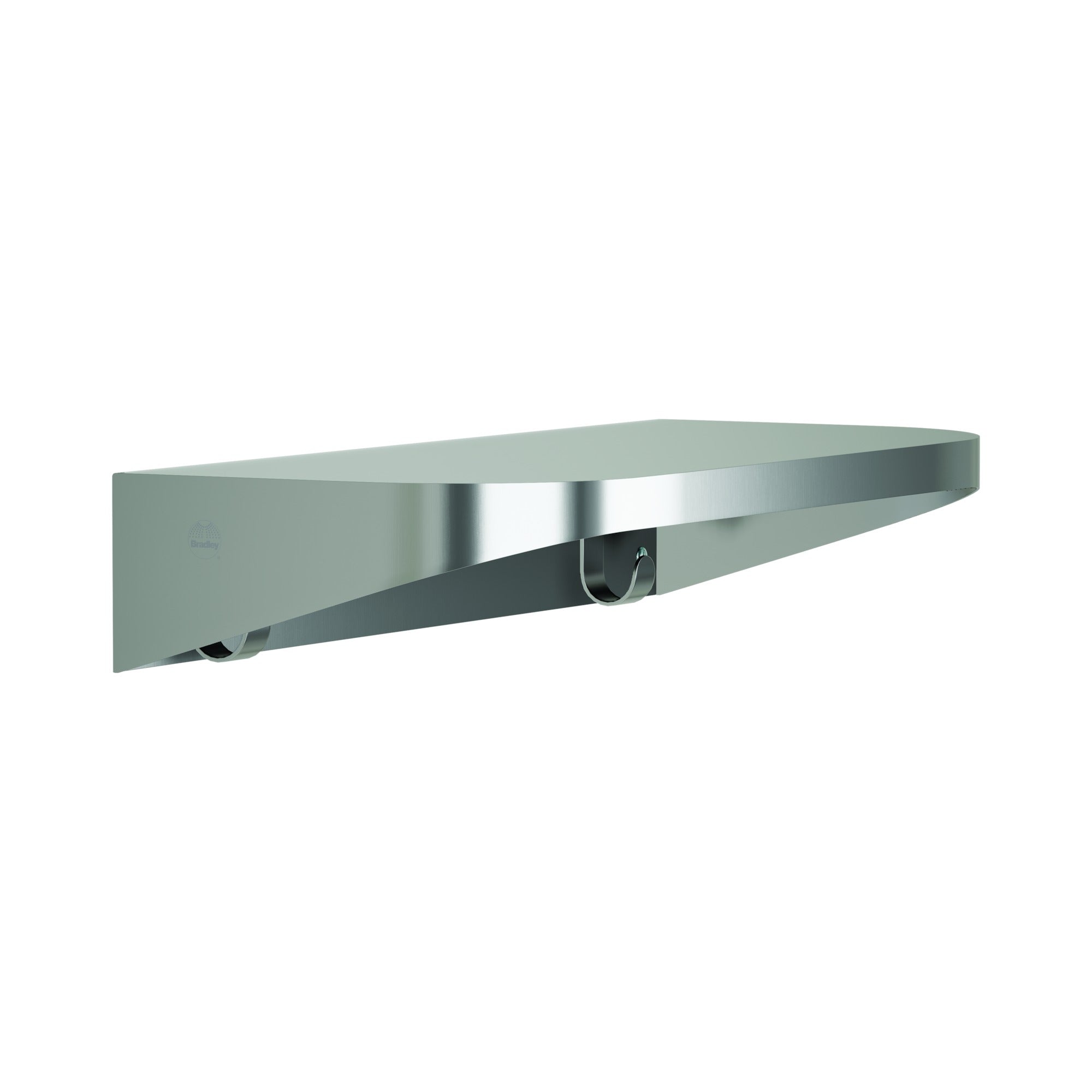 Bradley 7B2-0081896 Shelf, Stainless Satin, 20 Gauge-w/Hooks, 8 X