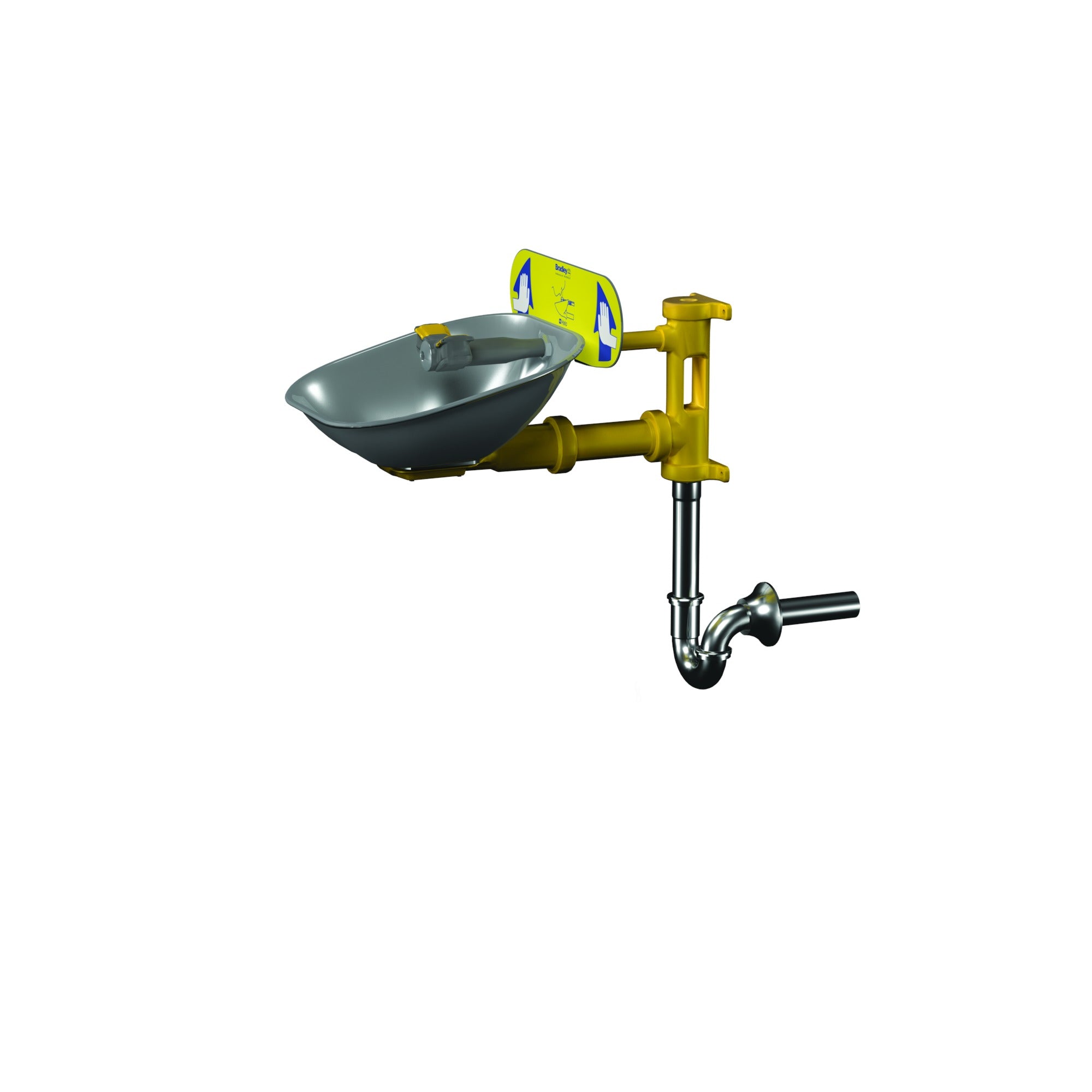 Bradley S19224BPT Wall-Mounted Eyewash, SS Bowl, P-Trap Sparrow Supply