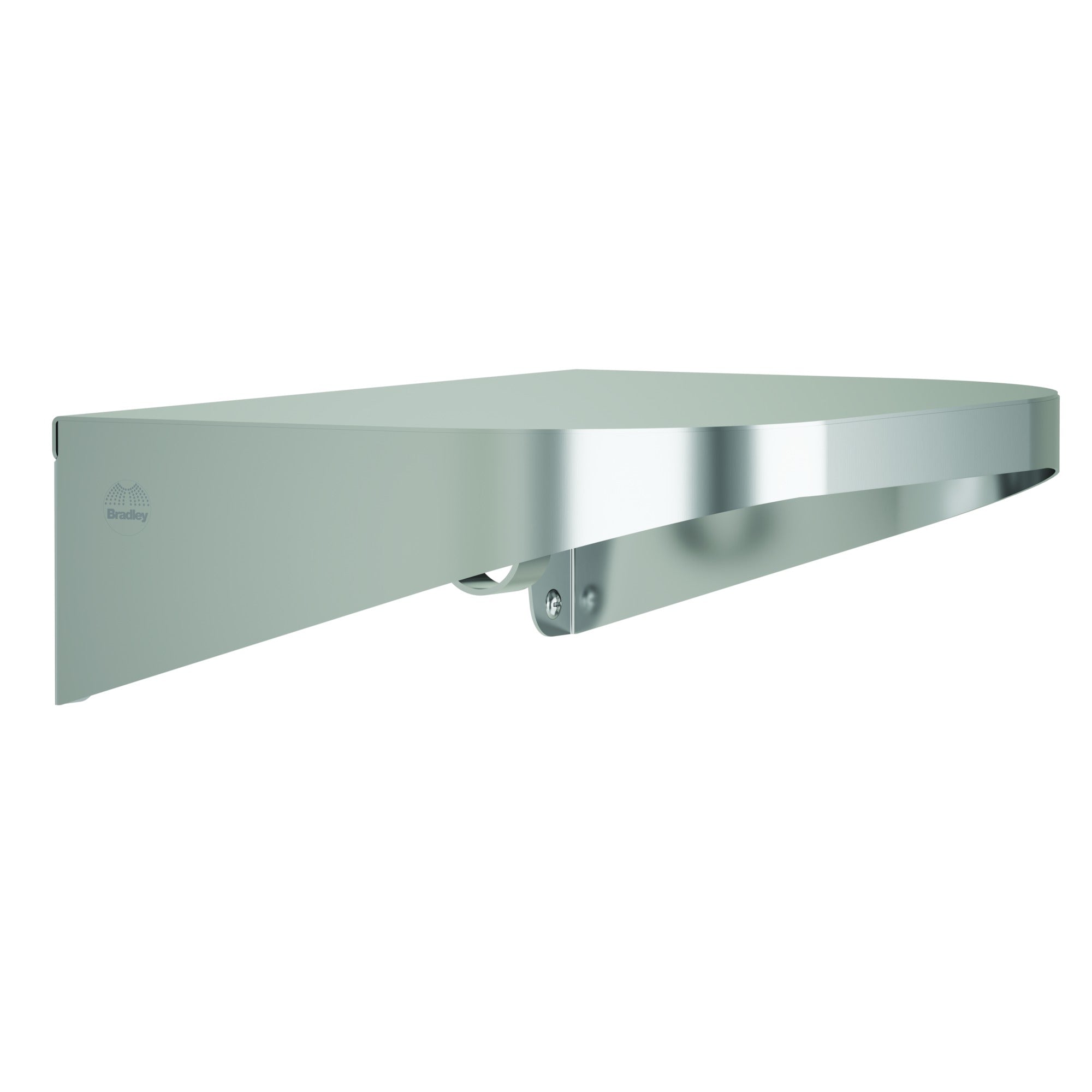 Bradley 7B2-0081296 Shelf, Stainless Satin, 20 Gauge-w/Hooks, 8 X