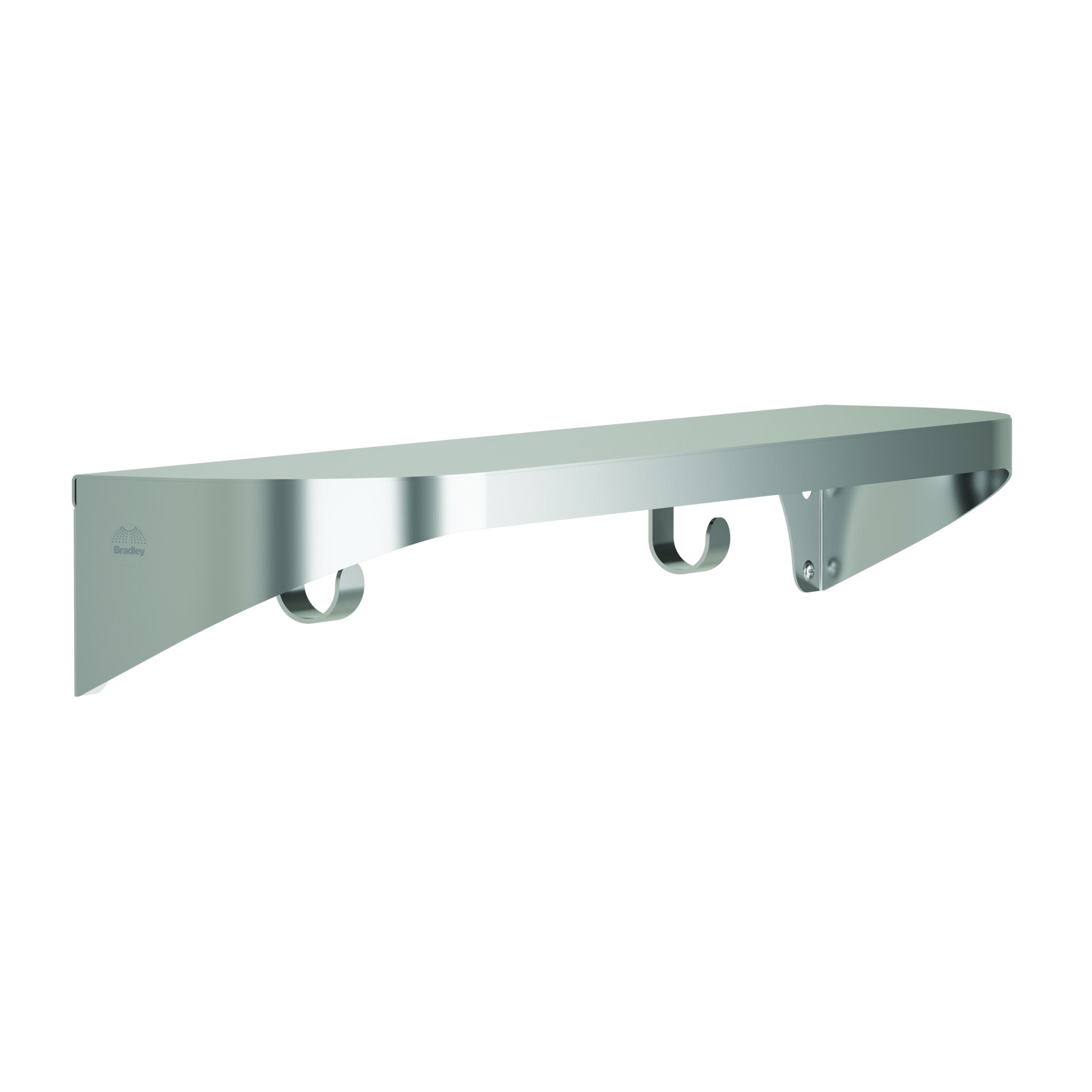 Bradley 7B2-0052496 Shelf, Stainless Satin, 20 Gauge-w/Hooks, 5 X