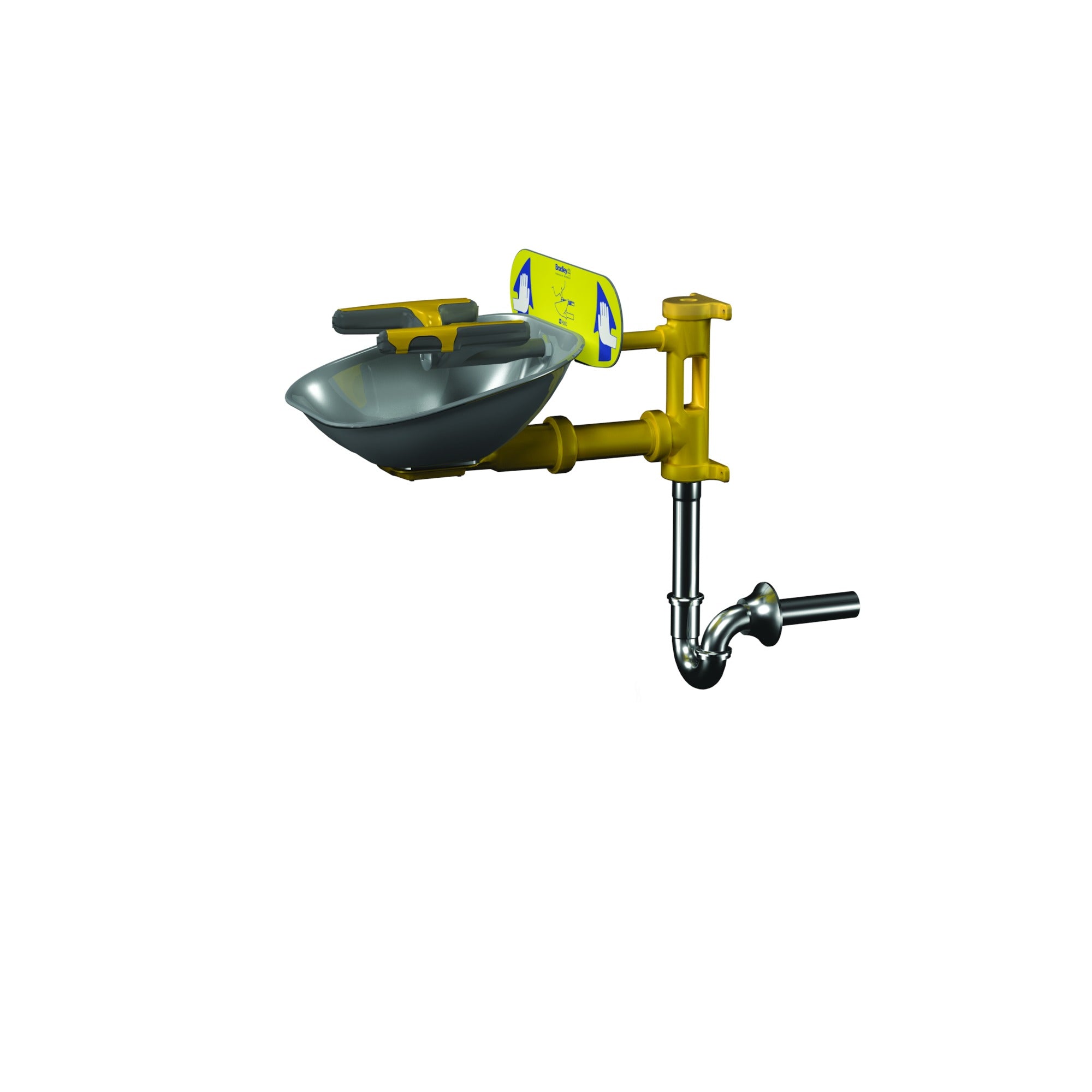 Bradley S19224TPT Wall-Mounted Eye/FW, SS Bowl, P-Trap Sparrow Supply
