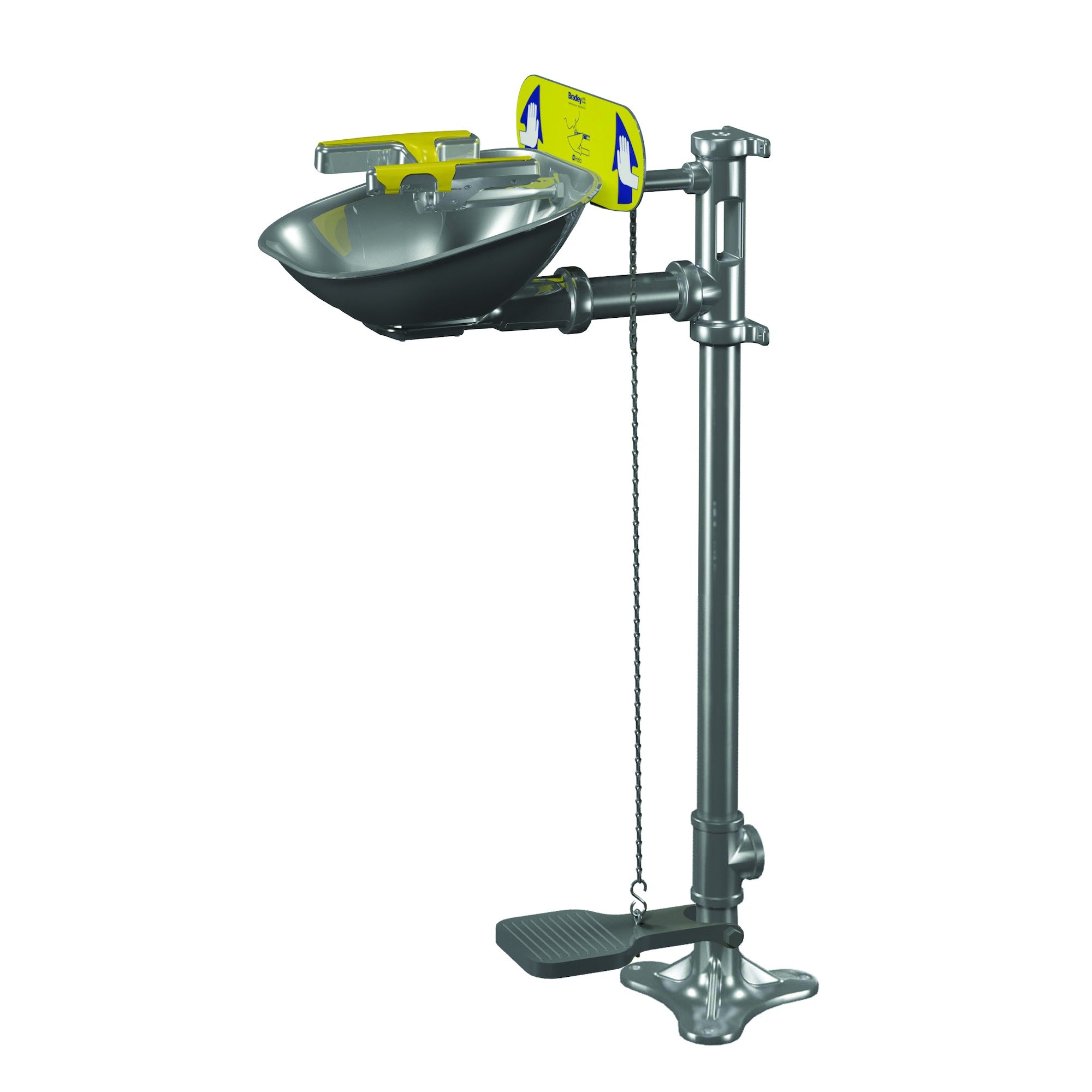 Bradley S19214SS Pedestal-Mounted Eye/FW, All SS, Foot Pedal Sparrow Supply